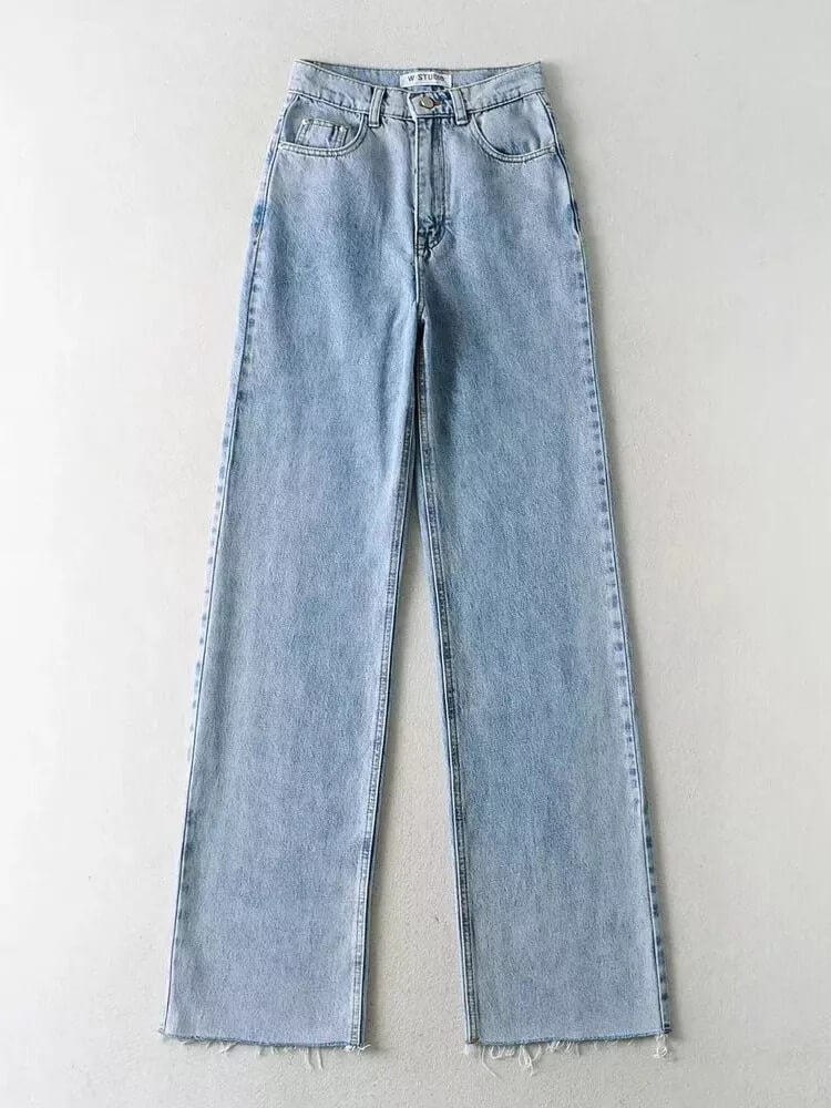 Calça Jeans Reta Wide Leg La Lila