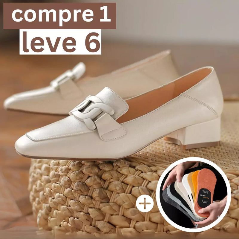 [Compre 1 LEVE 6] Sapato Vezzy™ Premium + 5 Pares de Meias Invisíveis Anti-Odor