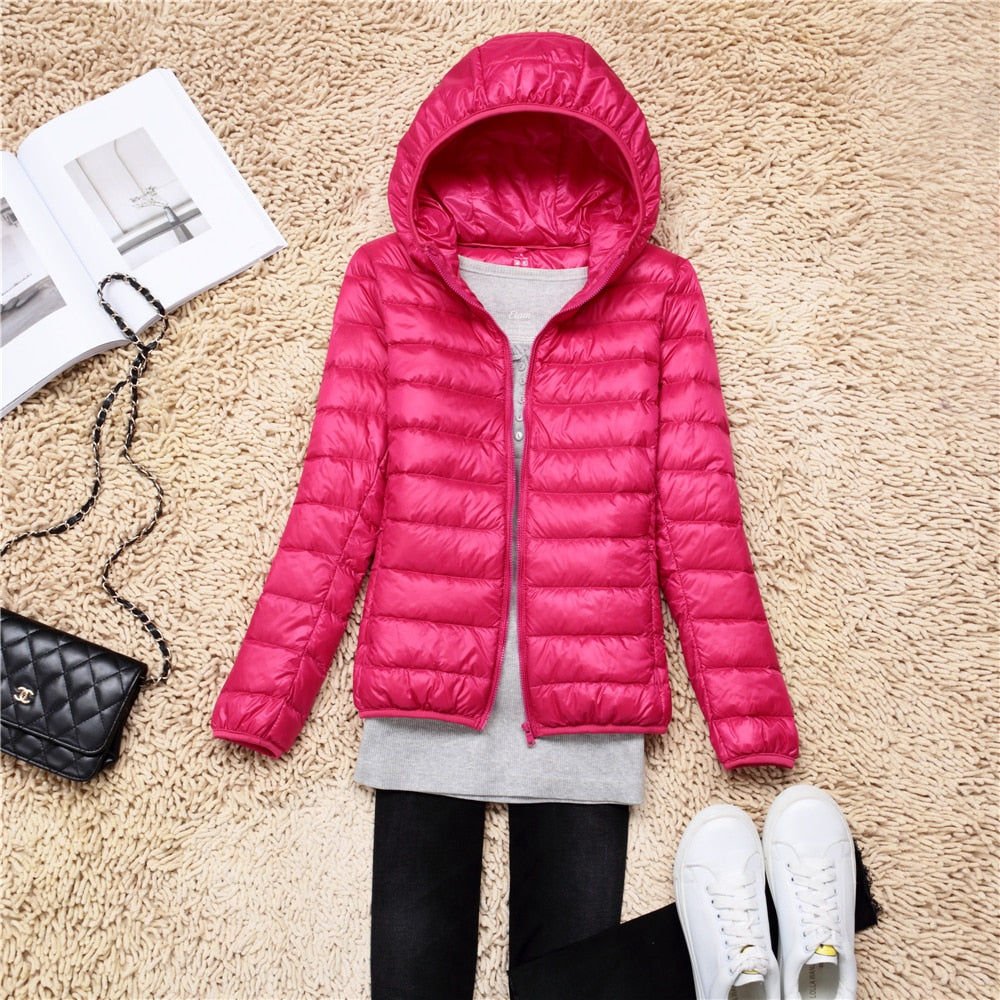 Jaqueta Feminina Puffer com Capuz + Brinde